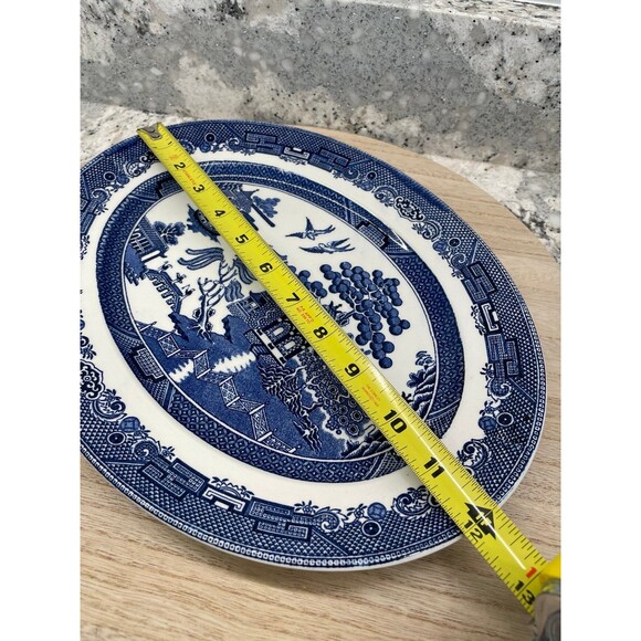 Vintage 12" Oval Blue Willow Serving Dish Plate Johnson Brothers England - Picture 4 of 6